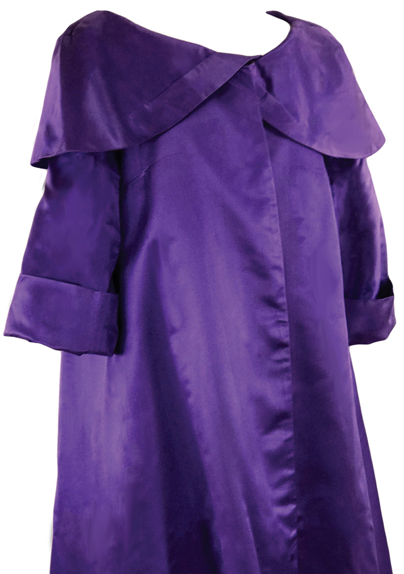 Luxurious 1950s Purple Silk Satin Opera Coat- New!
