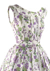 1950s Cotton Dress with Lavender & Sage Green Flowers - New!