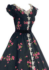 Vibrant 1950s Pink Oriental Poppies Cotton Dress- New!