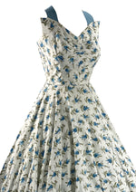 1950s Blue Delphinium Print Sundress Ensemble  - New!