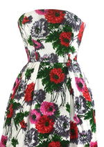 Later 1950s to Early 1960s Zinnia Floral Cotton Dress - NEW!