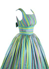 Vintage 1950s Rainbow Stripesl Cotton Dress- New!