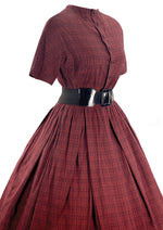 Late 1950s to Early 1960s Red Plaid Cotton Dress- New!