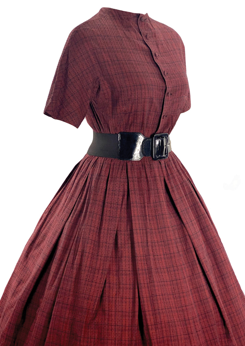 Late 1950s to Early 1960s Red Plaid Cotton Dress- New!