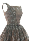 1950s Chocolate Embroidered Organza Party Dress  - New!