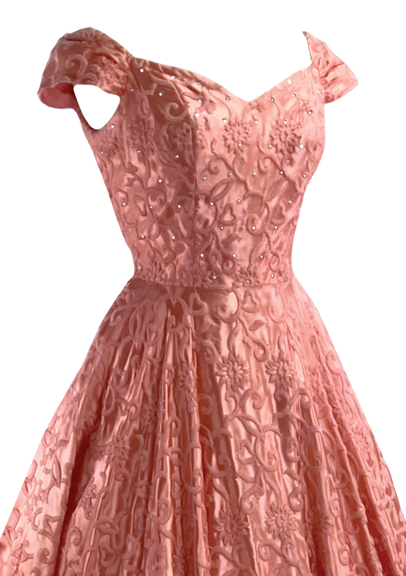 Striking 1950s Silk Satin Ceil Chapman Designer Dress- New!