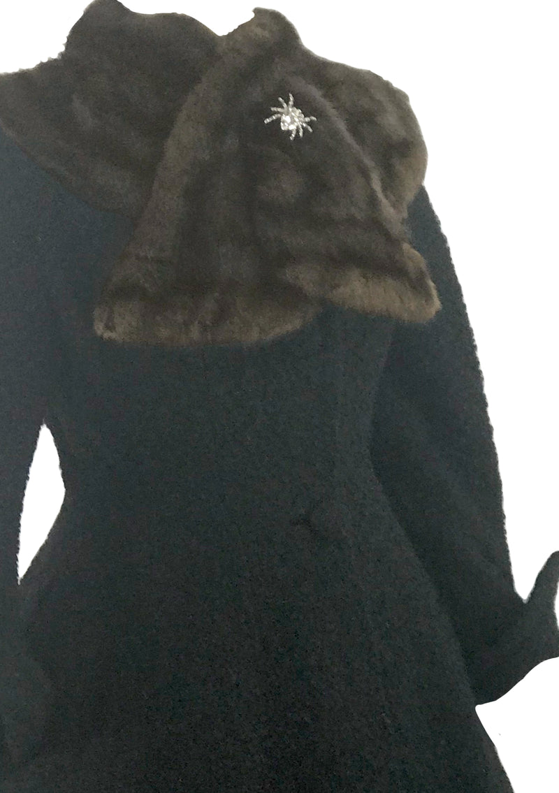1950s Designer Lilli  Ann Black Boucle Princess Coat- New!