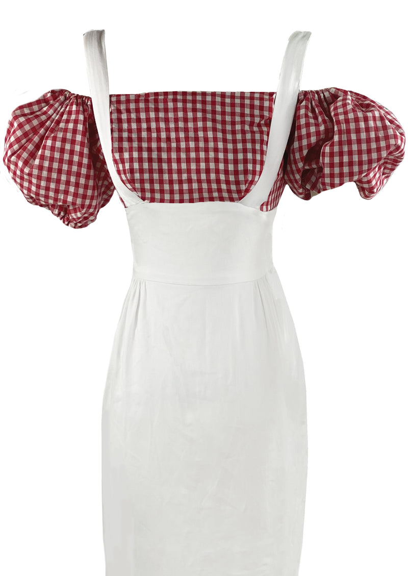 Late 1950s to Early 1960s Red & White Wiggle Dress - NEW!