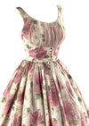 Vintage Late 1950s Pink Roses Dress with Overlay- NEW!