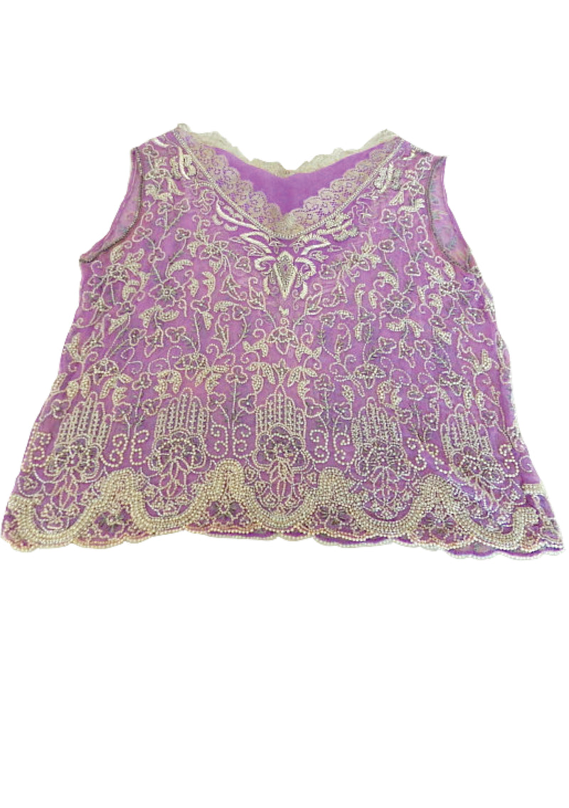 Outstanding 1920s Parisienne Purple Beaded Party Dress - New!