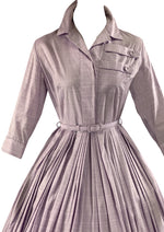 Vintage Late 1950s Liliac Cotton Shirtfront Dress- NEW!
