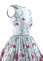 Vintage 1950s Pink Carnations Pique Dress - New! (SOLD)