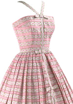 1950s Pat Primo Pink Striped Dress
