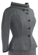 1950s Lilli Ann Designer Navy & White Houndstooth Suit - New!