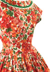 Original 1950s Vibrant Orange Poppies Cotton Dress - New!