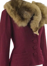 Vintage Early 1950s Merlot Wool Designer Jacket- New!