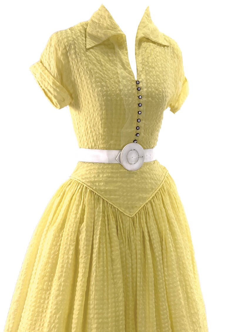 Lovely 1950s Daffodil Yellow Seersucker Dress - New!