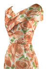 Late 1950s to Early 1960s Orange Roses Wiggle Dress - New!