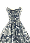Stylish 1950s Strapless Gray Floral Cotton Cocktail Dress- New!