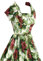 Vintage 1950s Large Red Roses with Green Leaves Dress - NEW!