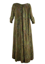 Vintage 1970s  Paisley Lurex Maxi Caftan Dress - NEW!
