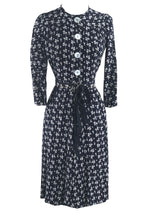 Vintage 1940s Blue Rayon Dress & Coat Ensemble - New!