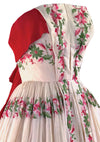 1950s Designer Floral Embroidered Organdie Dress - New!