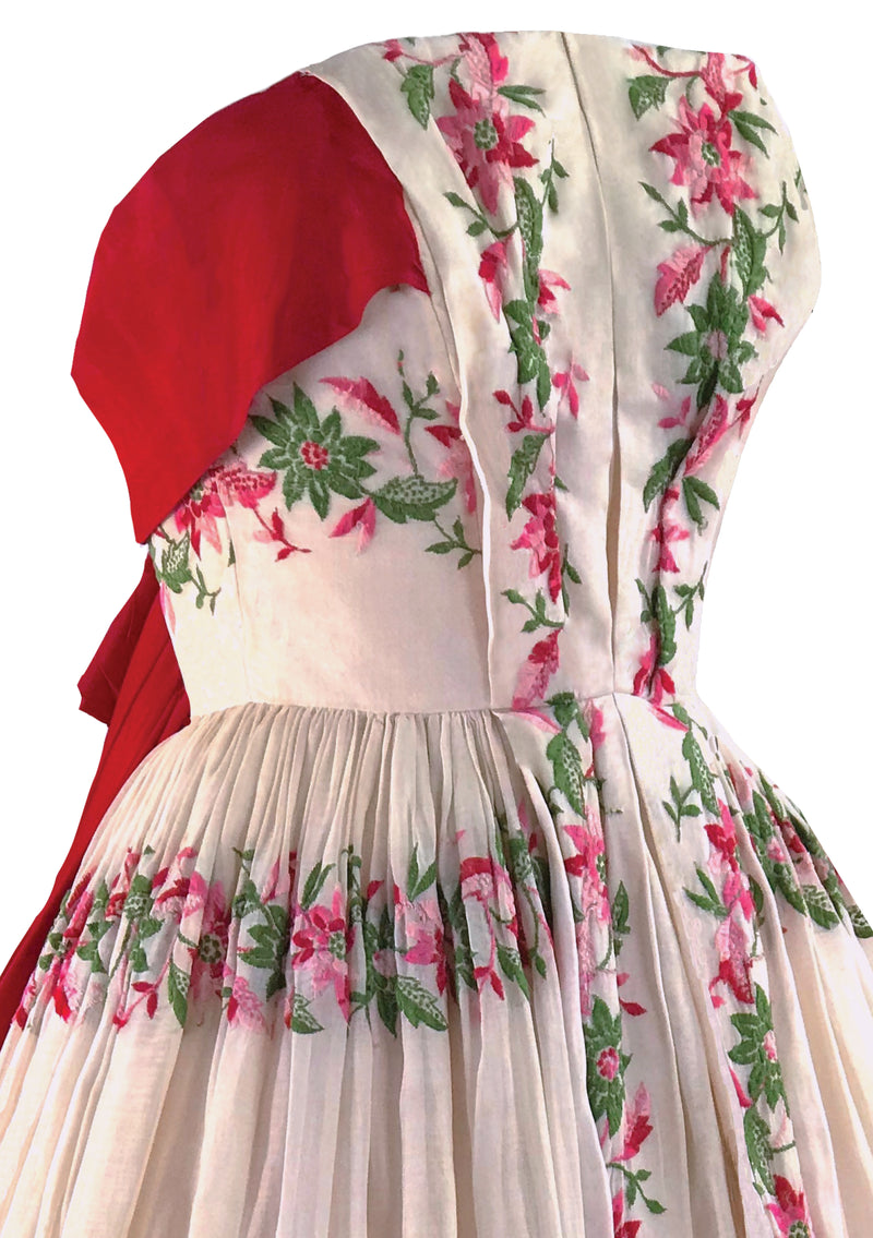 1950s floral embroidery dress sales