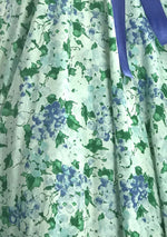 1950s Blue Violets & Green Leaves Cotton Dress- New! (ON HOLD)