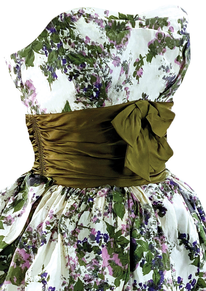 Late 1950s Dramatic Purple Floral Petal Shaped Dress - New!