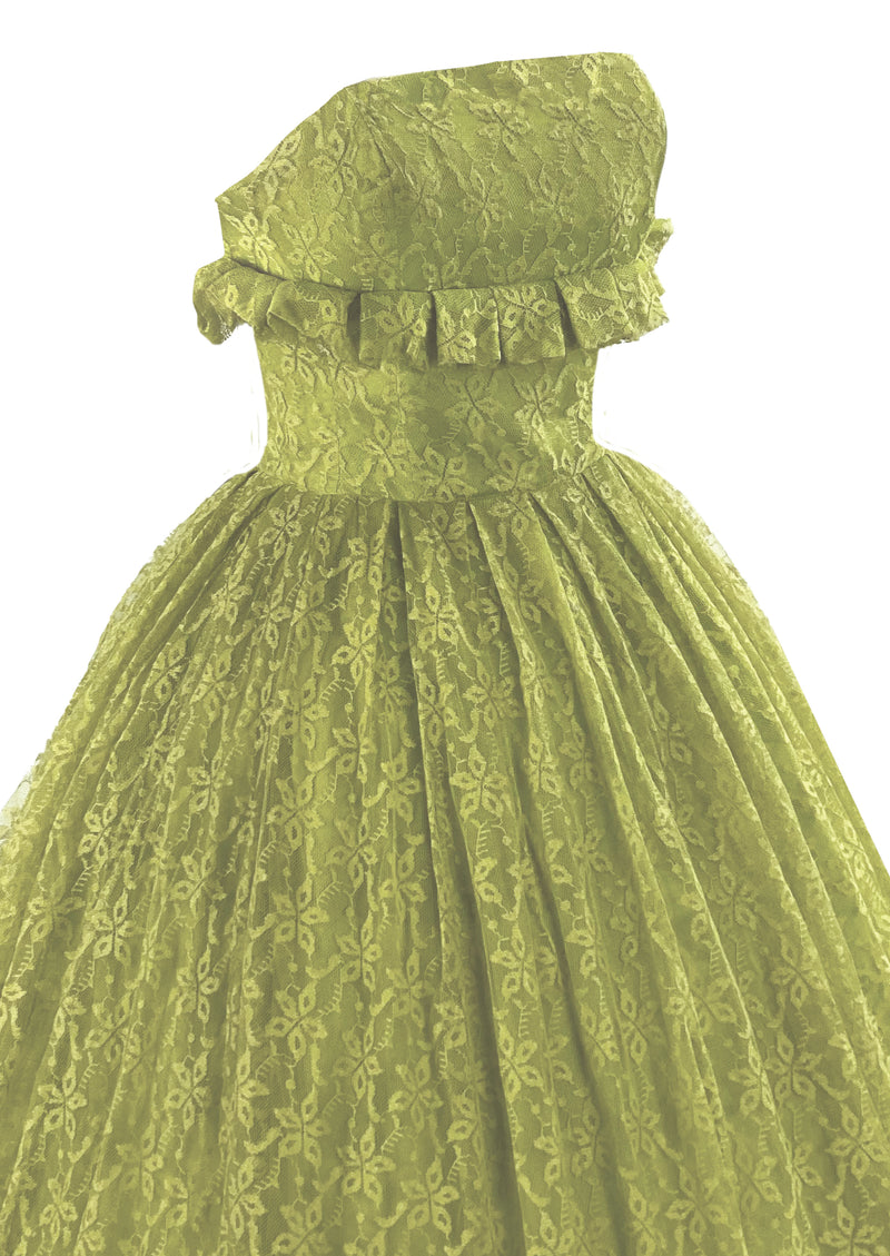 Early 1960s Chartreuse Lace Party Dress - NEW!