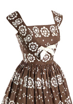 Vintage 1950s Brown and White Horrockses Designer Dress- New!