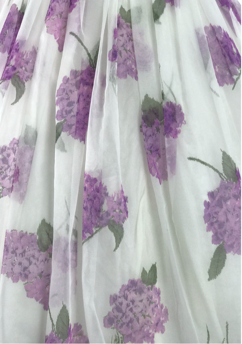Spectacular 1950s Lilac Hydrangeas Chiffon Party Dress - New!
