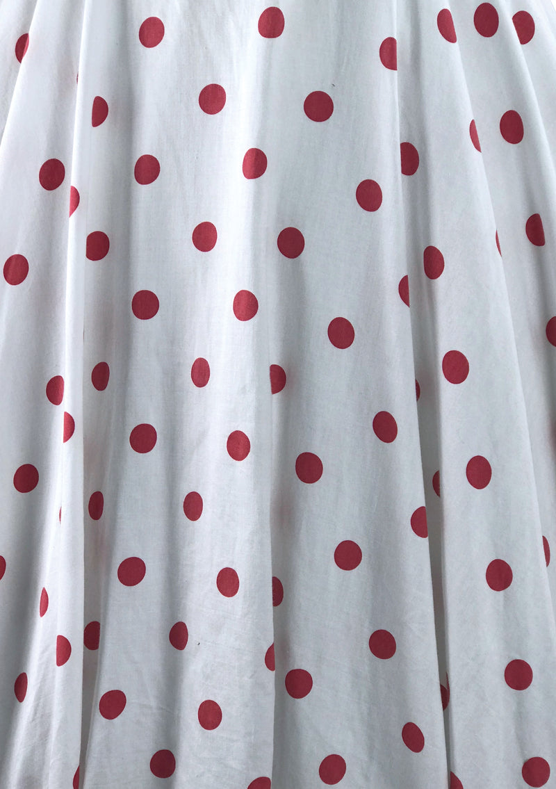 Vintage 1950s White & Red Polka Dot Cotton Dress - New! (Layaway)