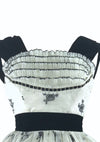 Vintage 1950s B&W Flocked Chiffon Party Dress - New!