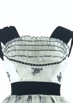 Vintage 1950s B&W Flocked Chiffon Party Dress - New!