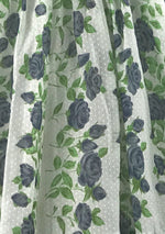 Vintage 1950s Trailing Blue Roses Swiss Dot Dress- New!