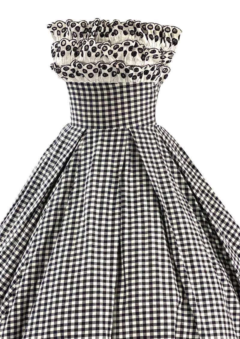 Early 1960s Black & White Gingham Cotton Dress - NEW!