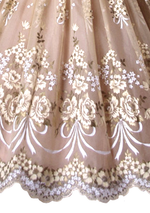 1950's Peach Painted Floral Chiffon Party Dress- New !