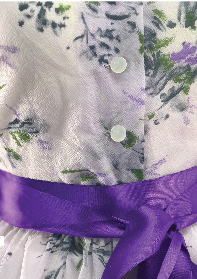 Original 1950s Lilac Floral Impressionist Violets Dress - New!