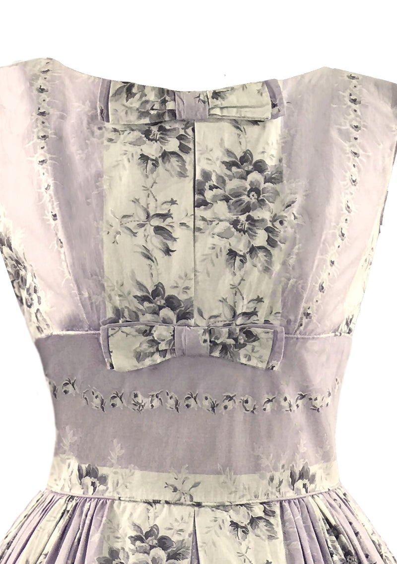 Vintage 1950s Lavender Floral Cotton Dress- New!