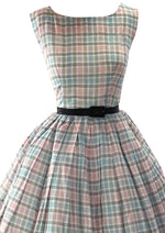Late 1950s Early 1960s Pink & Blue Plaid Dress - New!