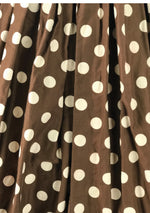 Late 1950s Cocoa Polka Dot Cotton Dress - New!