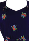 Vintage 1940s Navy Floral Rayon Blend Dress- New!