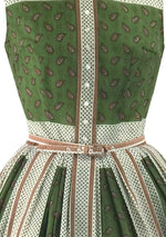 1950s Paisley Colour Block Cotton Designer Dress - New!