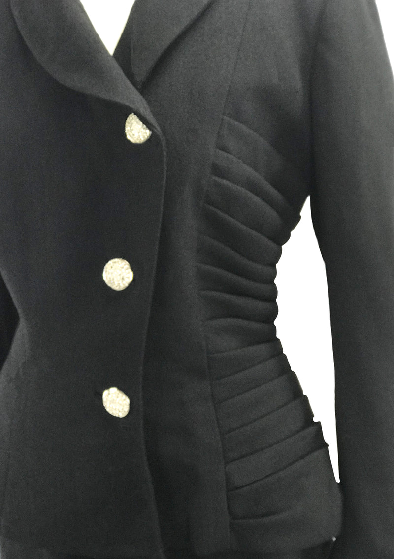 Vintage 1950s Black Wool Crepe Lilli Ann Suit - New! (ON HOLD)