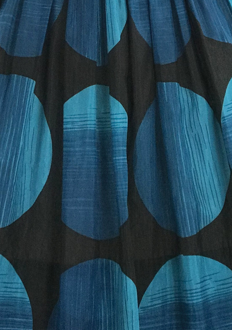 Vintage 1950s Vibrant Blue and Black Dot Dress- New!