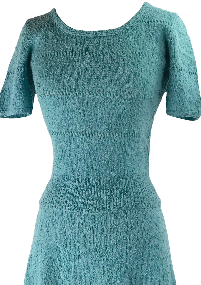 Rare 1940s Cotton Knit Rainbow Dress Ensemble- New!