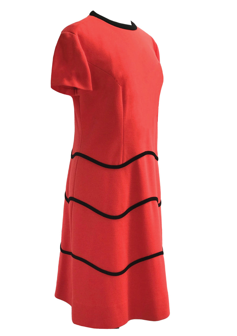 Vintage 1960s Designer Red and Black Ensemble- New!