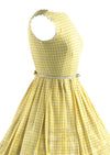 Late 1950s to Early 1960s Yellow and White Gingham Dress- NEW!